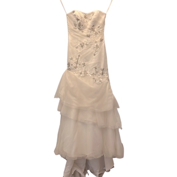 GALINA Signature Strapless Ivory Wedding Dress KP3622 floral detail NWT - Size 6 - Picture 4 of 16